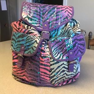 sparkly justice drawstring backpack
